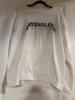 White Graphic Crewneck Sweatshirt - Live Forever